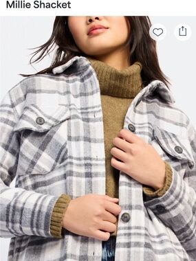 Thread & Supply Gray and White Plaid Utility Millie Shacket